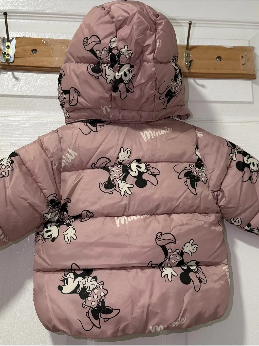 H&M Pink Minnie Mouse Puffer Jacket with Hood